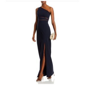 liv foster clara one-shoulder rosette satin a-line maxi dress Liv Foster Clara Satin Dress